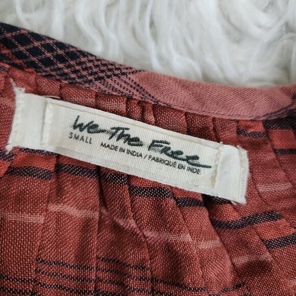 Free People Cloudbreaker Plaid Tunic Oversized Lace Up Pullover Small Balloon‎ - Picture 3 of 14